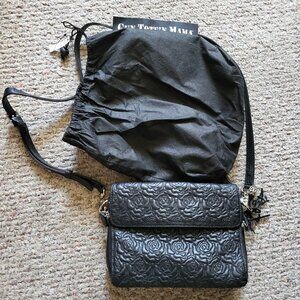 Tooled American Cowhide Leather Clutch Purse with Built in Wallet